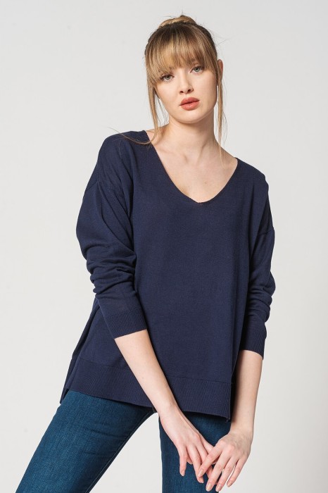 Granatowy cienki sweter (S)