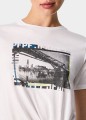 Biały t-shirt nadruk (L)