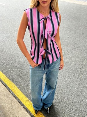 Kolorowa wiązana bluzka (M)