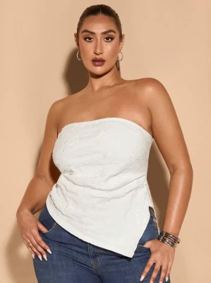 Biały asymetryczny top wzór (0XL)