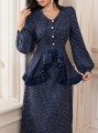 Granatowy zestaw spódnica bluzka (XL)