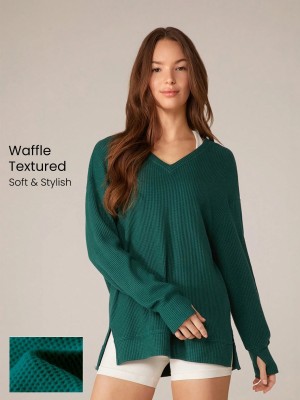 Teksturowany sweter v neck (M)