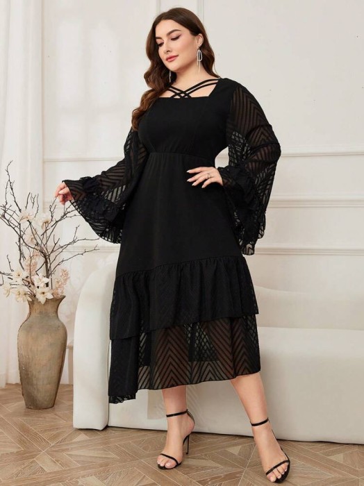 Czarna asymetryczna sukienka (2XL)