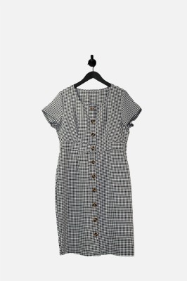 Biało czarna sukienka midi (L)