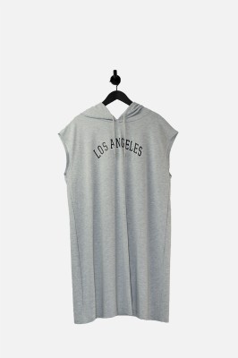 Szara melanżowa sukienka kaptur (3XL)