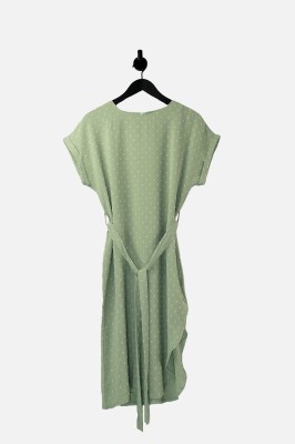 Szałwiowa sukienka midi pasek (L)