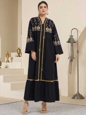 Czarna sukienka zamek hafty (M)