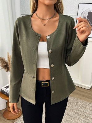 Khaki welurowy żakiet guziki (L)