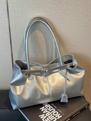 Srebrna torebka shopper