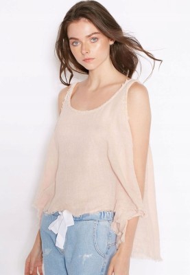 RÓŻOWA PUDROWA BLUZKA OVERSIZE (M)