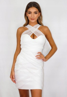 ŚMIETANKOWA TIULOWA SUKIENKA MINI (34)