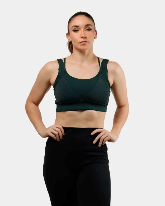 Ciemnozielony logowany bralet HM7886 (M)