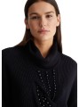 Czarny zdobiony sweter (XL)