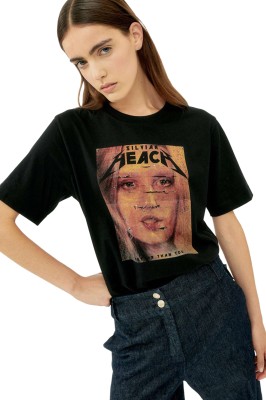 Czarny t-shirt nadruk (XS)