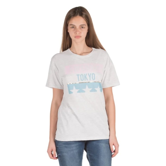 Szary melanżowy t-shirt nadruk (42)