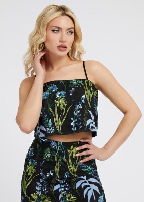 Czarny zdobiony top (L)