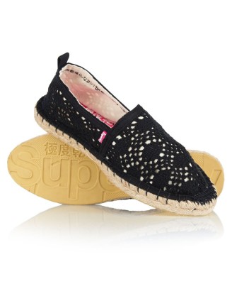 Czarne ażurowe espadryle (36)