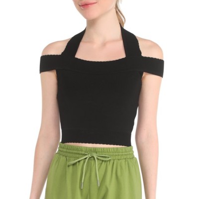 Czarny dzianinowy top (L)