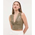 Khaki top imitacja skóry (M)