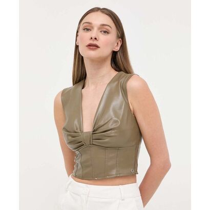 Khaki top imitacja skóry (M)
