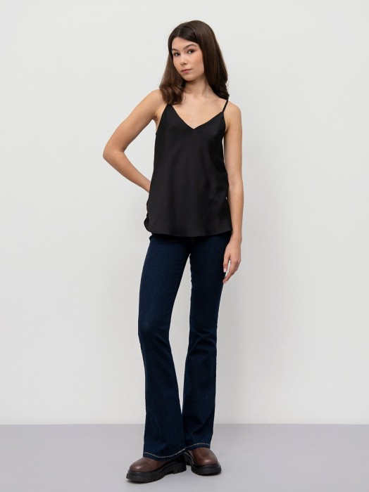 Czarny satynowy top (L)