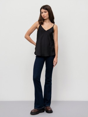 Czarny satynowy top (S)
