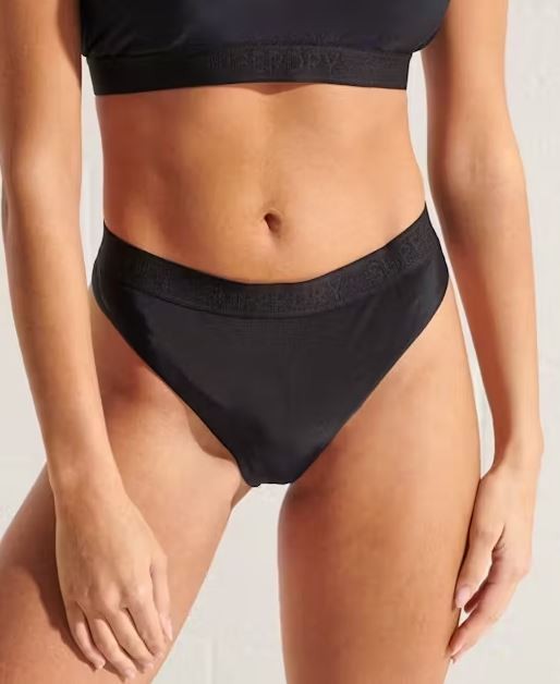 Czarne figi kąpielowe logowany pas (42)