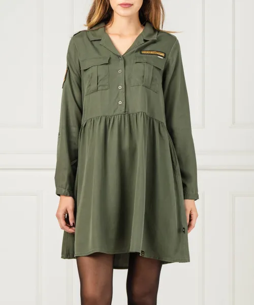 Koszulowa sukienka khaki (38)