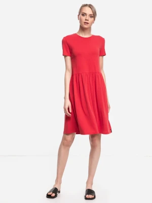 Czerwona sukienka krótki rękaw (40)