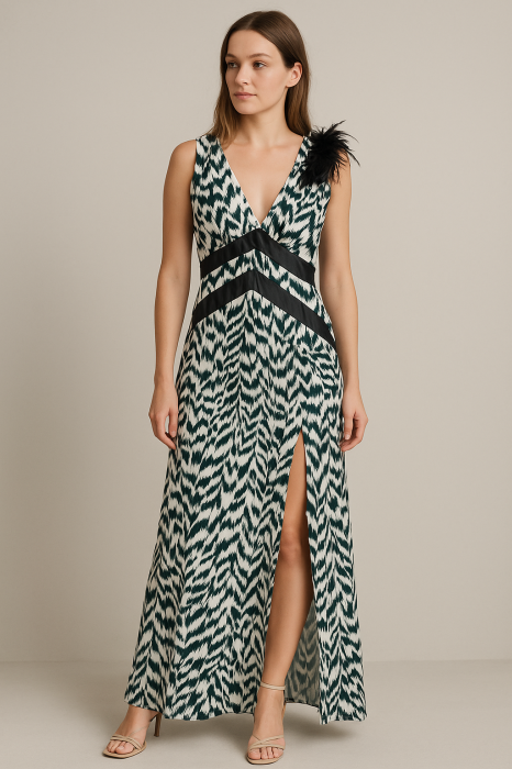 Satynowa sukienka maxi wzór (42)