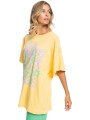 Żółty t-shirt oversize nadruk (S)