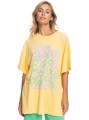 Żółty t-shirt oversize nadruk (XS)
