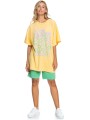 Żółty t-shirt oversize nadruk (XS)