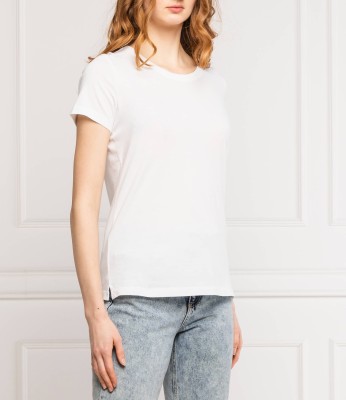 Biały t-shirt nadruk cekiny (S)
