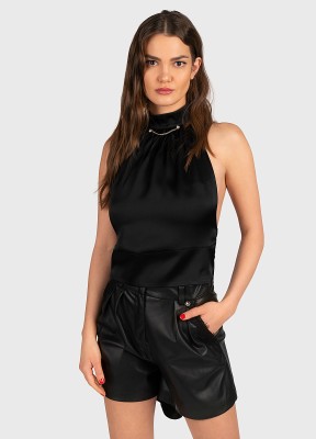 Czarny satynowy top odkryte plecy (36)