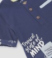 Granatowy t-shirt guziki (6-9M)