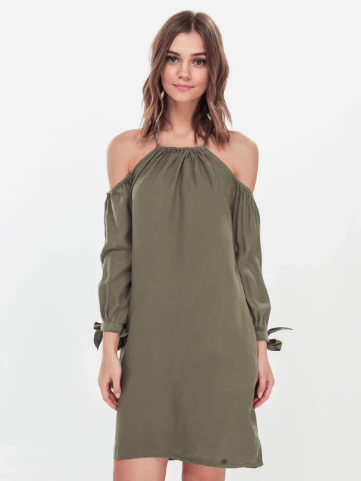 Prosta sukienka khaki (38)