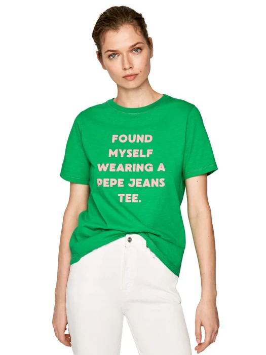 Zielony t-shirt napis (M)