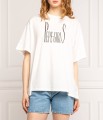Biały t-shirt oversize nadruk (S)
