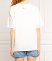Biały t-shirt oversize nadruk (S)