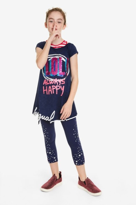 Granatowe legginsy 3/4 gwiazdy (3-4L)