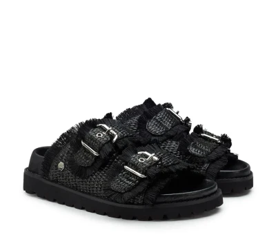 Czarne klapki frędzle (40)