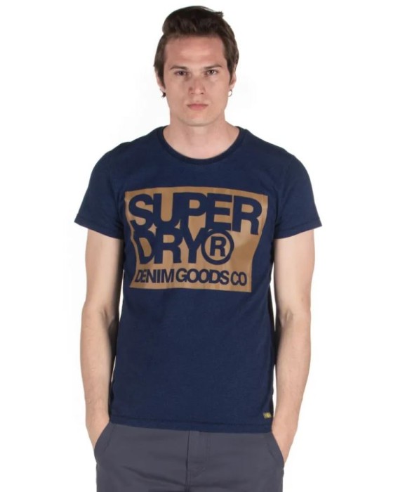 Granatowy t-shirt nadruk (XS)