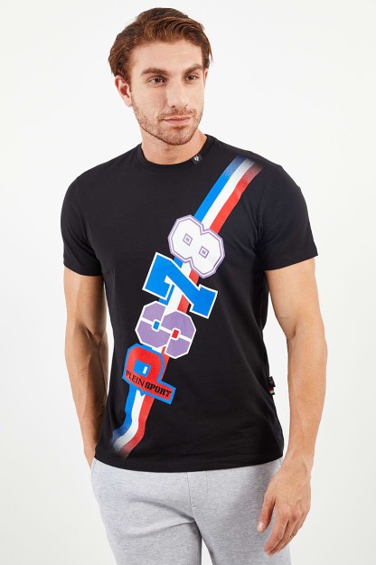 Czarny t-shirt nadruk (S)
