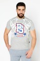 Szary melanżowy t-shirt print (L)