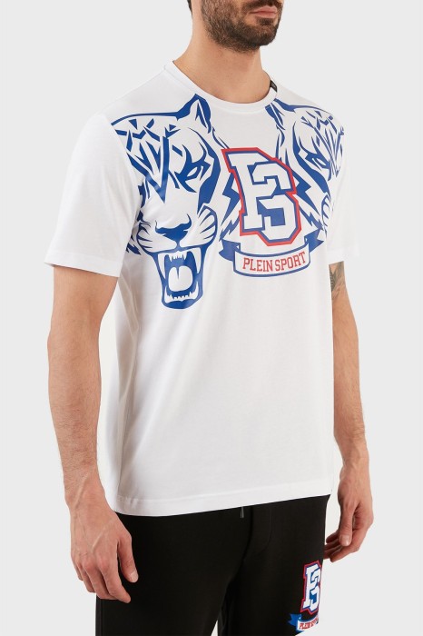 Biały t-shirt print (M)