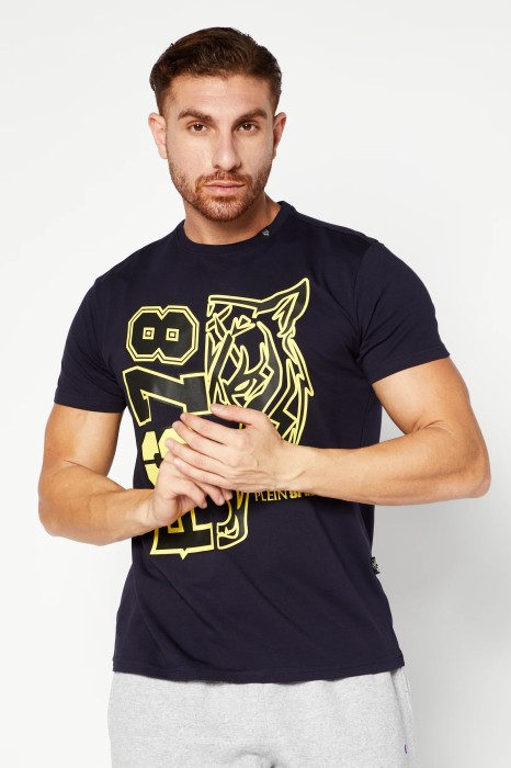 Granatowy t-shirt print (M)