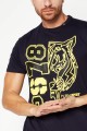 Granatowy t-shirt print (M)