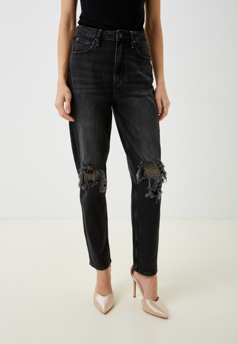 Czarne mom jeans dziury (28/27)