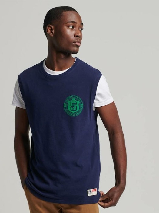 Granatowy t-shirt bez rękawów (M)